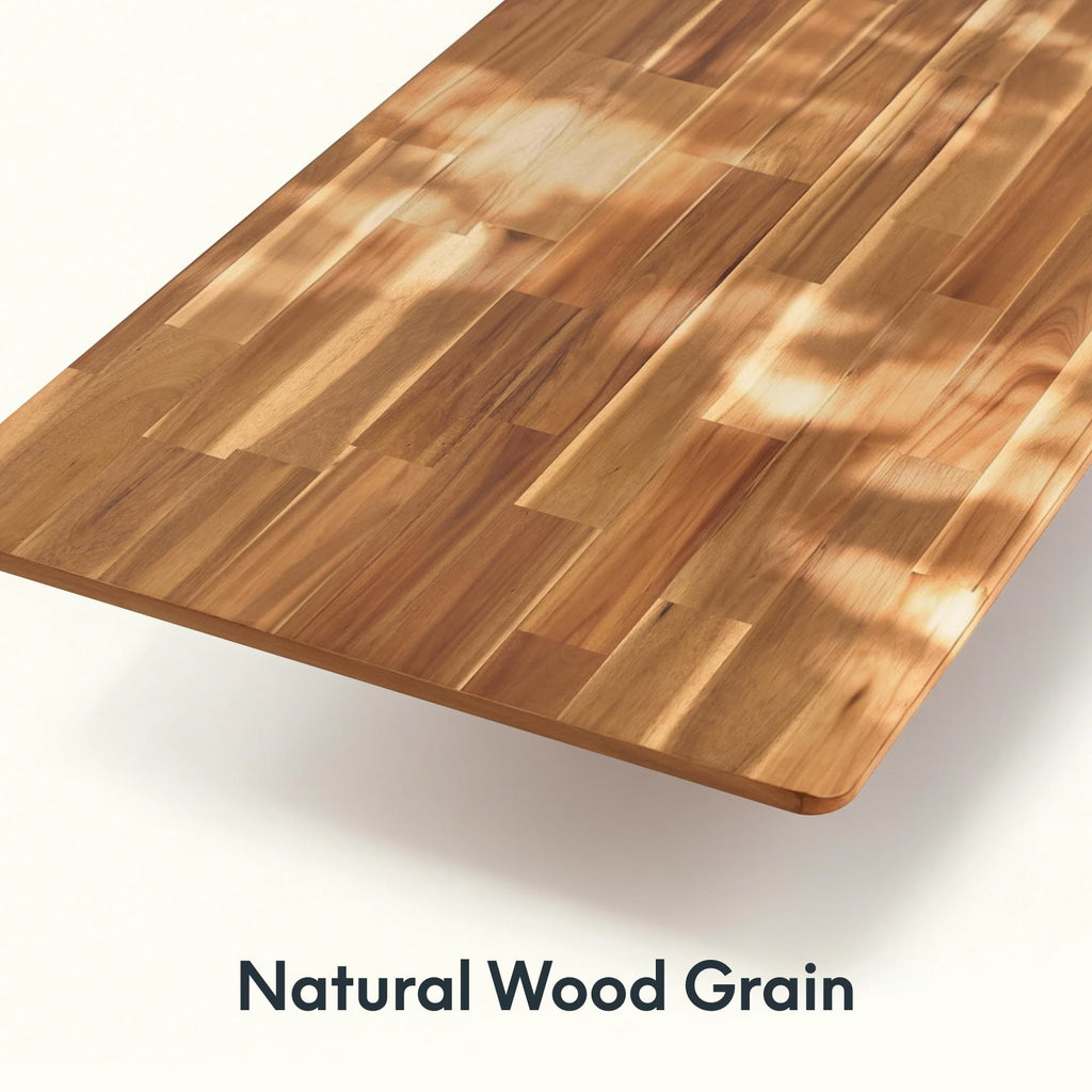 FLEXISPOT Acacia Solid Wood 60"x30" Butcher Block Desktop – Thick Beveled Edge Tabletop for Standing Desk, Office Table, Workbench, DIY Furniture Projects, Natural