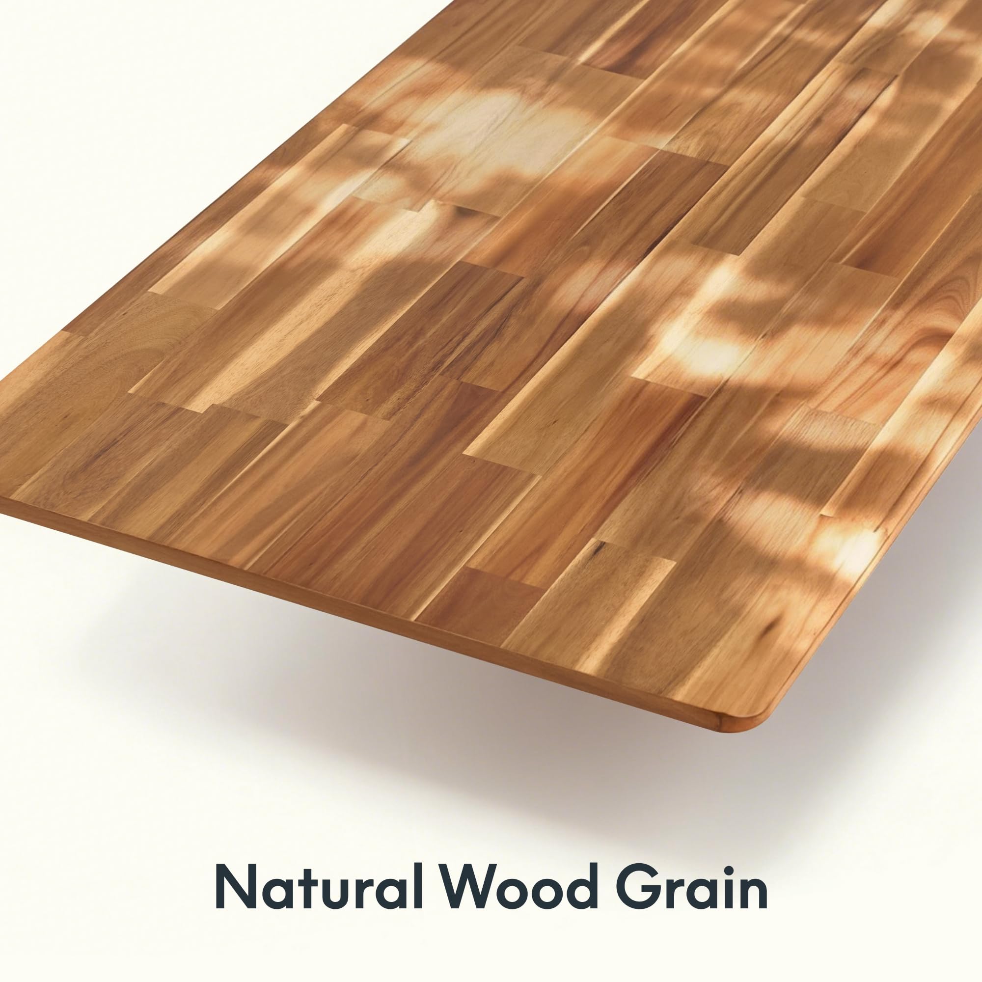 FLEXISPOT Acacia Solid Wood 60"x30" Butcher Block Desktop – Thick Beveled Edge Tabletop for Standing Desk, Office Table, Workbench, DIY Furniture Projects, Natural