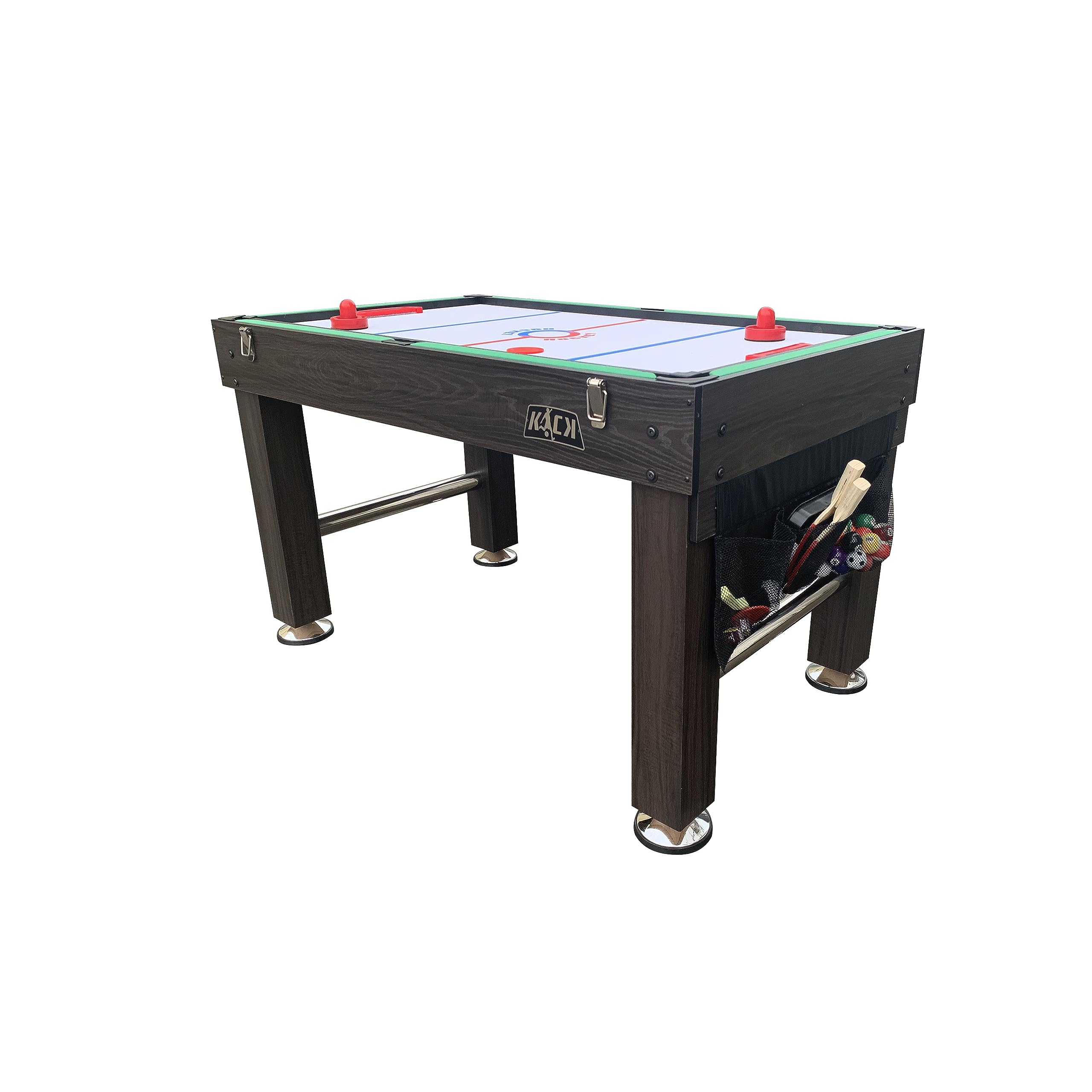 KICK Tetrad 55" 4-in-1 Multi Game Table (Brown) – Foosball, Billiards/Pool, Air Hockey & Ping Pong