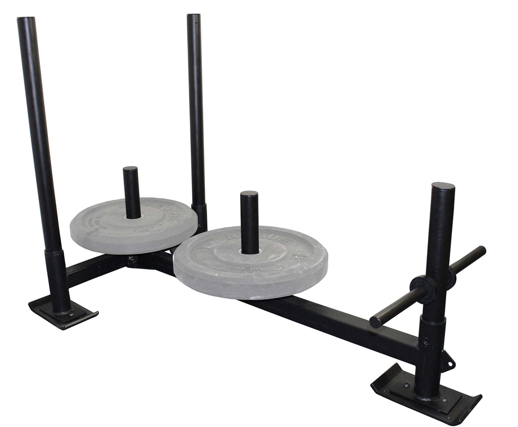 Titan Fitness High-Low Push Pull Drag Sled for Speed Training and Agility, 600 LB Capacity, Use on Grass, Turf, Concrete or Asphalt, Fits Olympic Weight Plates (Sled with (3) UHMW Plastic Ski Liners)