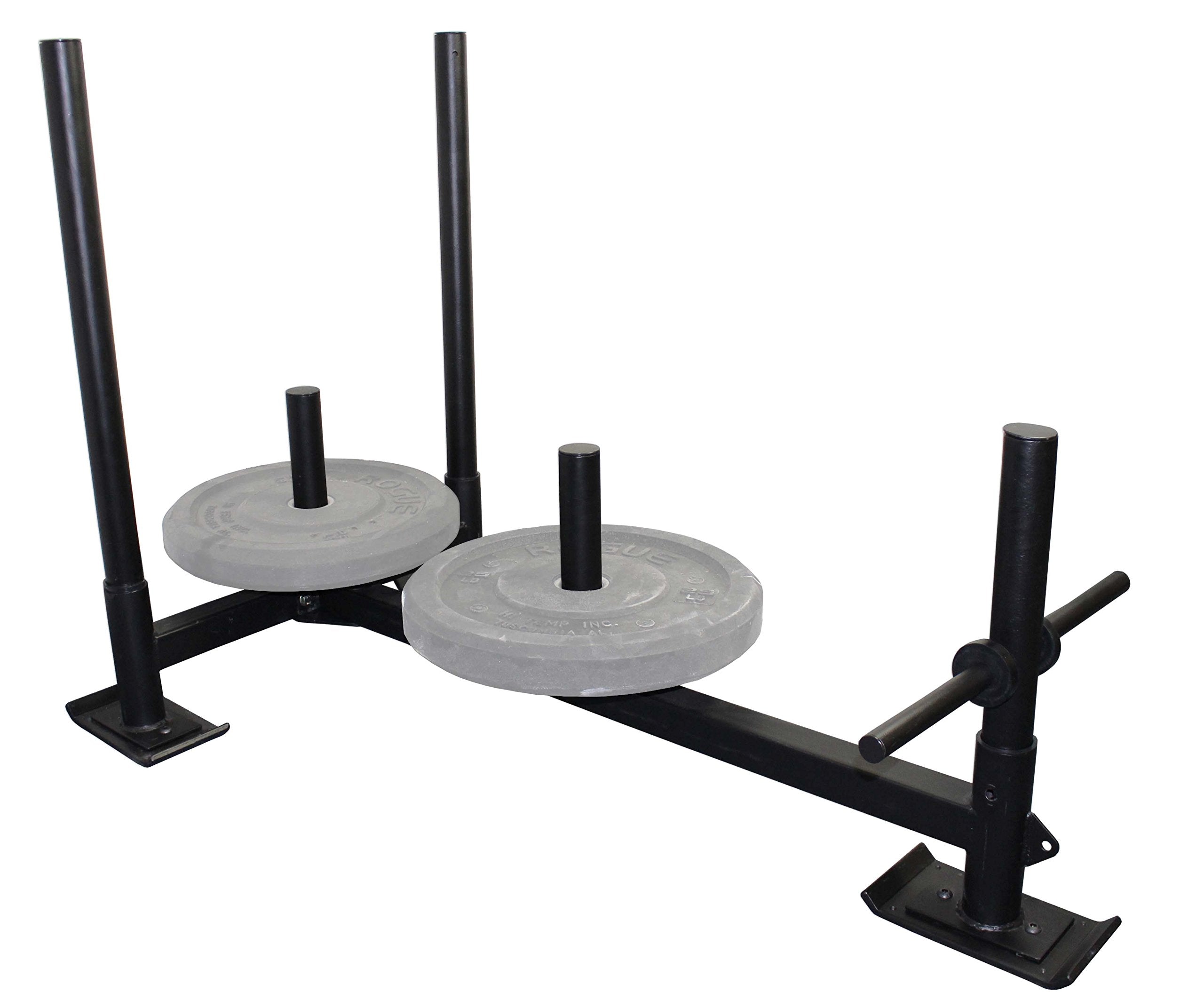 Titan Fitness High-Low Push Pull Drag Sled for Speed Training and Agility, 600 LB Capacity, Use on Grass, Turf, Concrete or Asphalt, Fits Olympic Weight Plates (Sled with (3) UHMW Plastic Ski Liners)