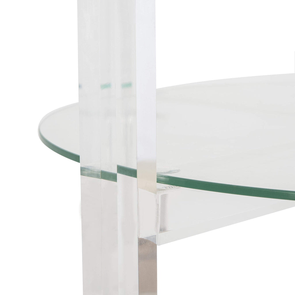 Safavieh Couture Home Jules Glam Clear Acrylic Glass Top 2-tier Bar Cart with Wheels