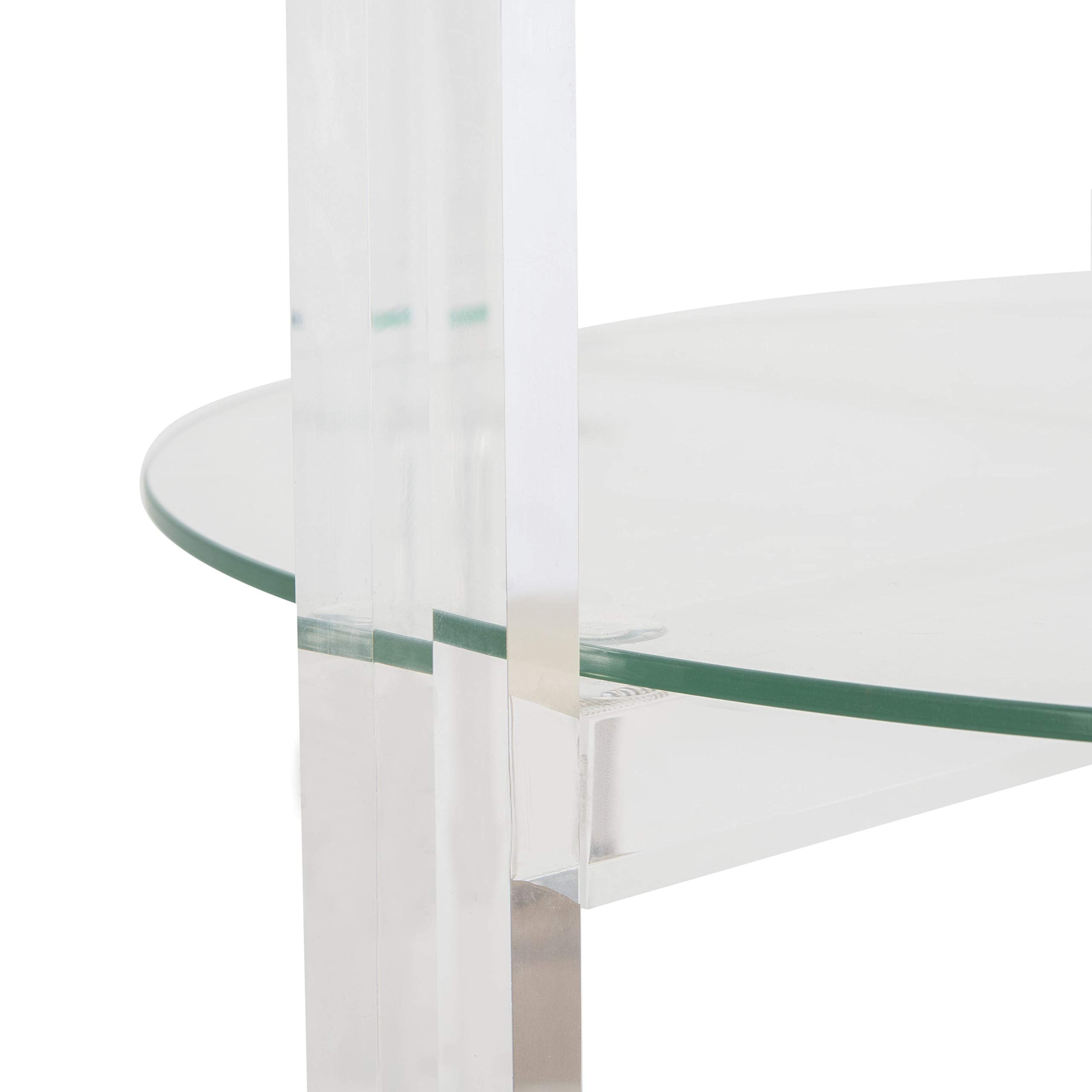 Safavieh Couture Home Jules Glam Clear Acrylic Glass Top 2-tier Bar Cart with Wheels