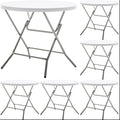 BTEXPERT Set of 5, White 2.63 Foot Round Plastic Folding 30" Height Commercial Portable for Banquet Card Plastic Coffee Dining Wedding Party Event Home Kitchen Indoor Outdoor Thick Top Metal Frame