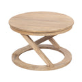 Kate and Laurel Aja Bohemian Round Mango Wood Coffee Table, 26 inch Diameter, Light Natural, Decorative Geometric Modern Coffee Table for Hosting, Storage, and Living Room Decor