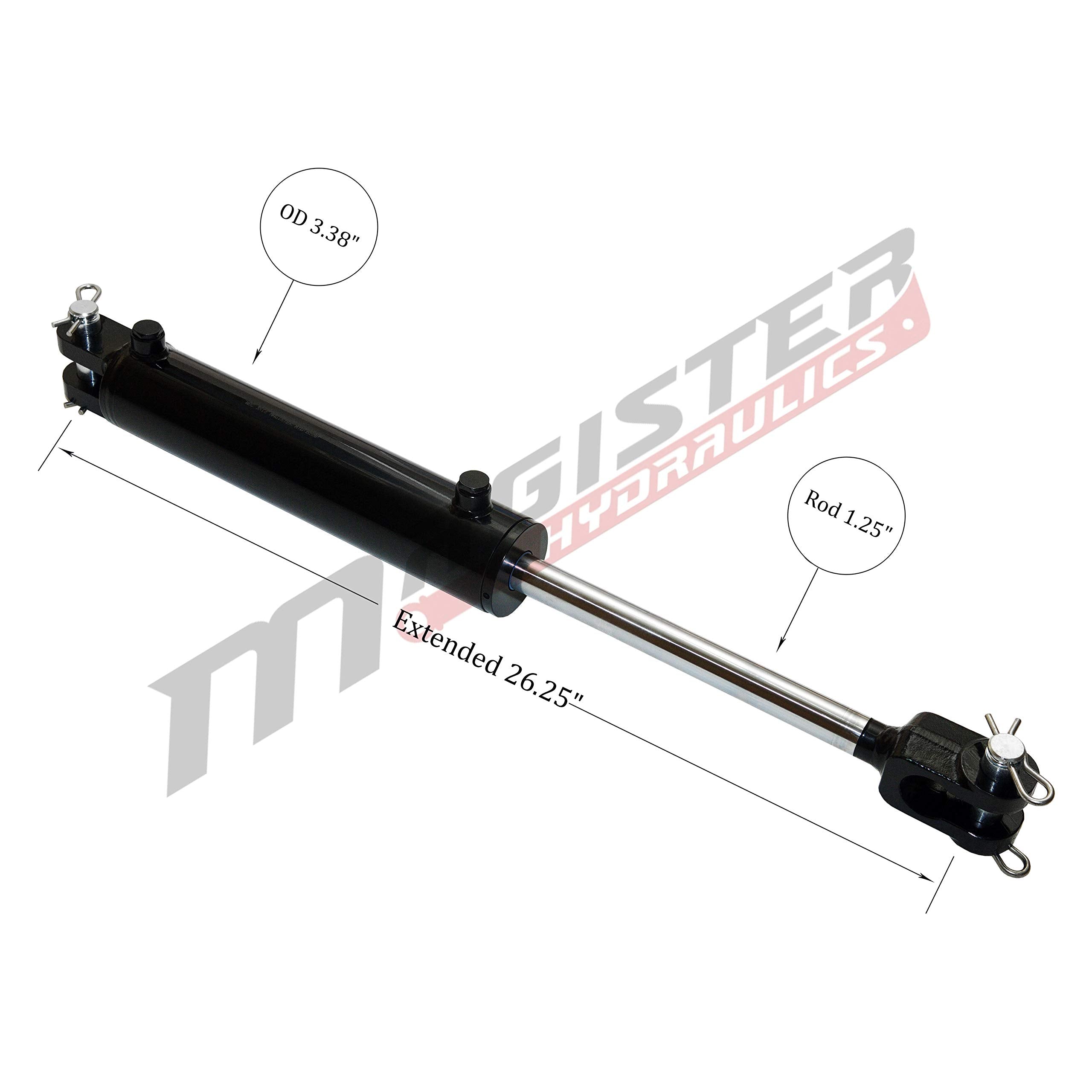 Magister Hydraulics Double Acting Hydraulic Cylinder - AG Clevis Hydraulic Cylinder 2500 PSI tie-Rod Alternative 3" bore 8" Stroke (3x8)
