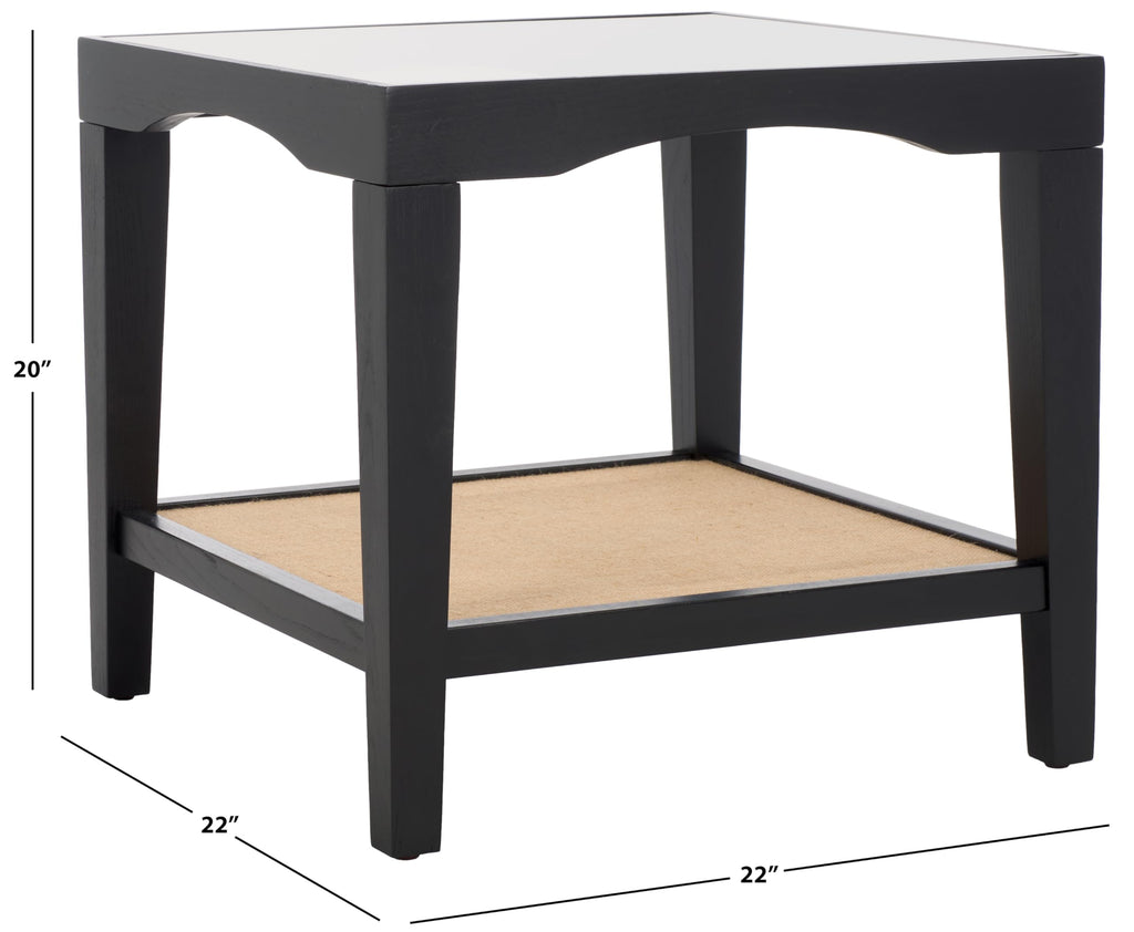 SAFAVIEH Couture Collection Nicolella Black Square Glass & Linen Accent Table