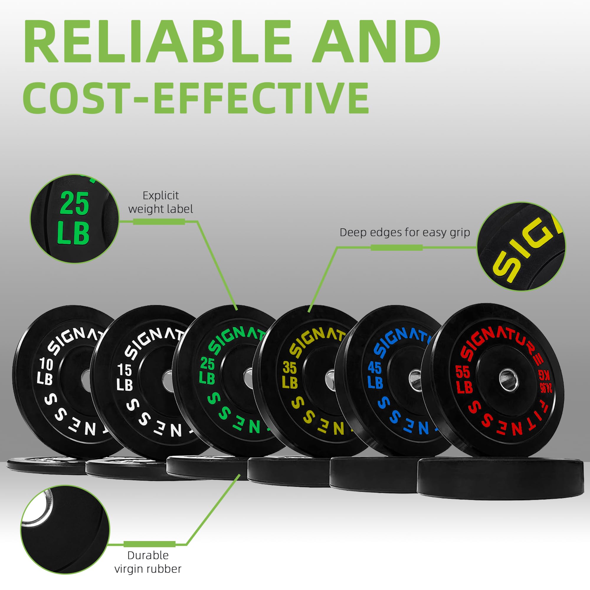 Fitvids 2" Olympic Bumper Weight Plates Set for Barbell – 370LB Set (10/15/25/35/45/55 Pair) – Colored