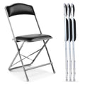 Gold Furnishings Premium Folding Chairs 4 Pack – Narrow 15” Seat, Padded Seat & Back – Folds Ultra Slim (~1 Inch) – Elegant Event Seating for Weddings, Parties & Dining Silver Frame Black Vinyl