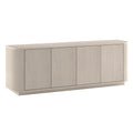 Henn&Hart Fluted TV Stand for TVs up to 75" with 2 Storage Cabinets with an Adjustable Shelf for Living Room, Family Room, or Office, Beech White