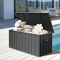 SHPAI 190 Gallon Metal Deck Box, Waterproof Steel Outdoor Box, Large Patio Furniture Storage Cabinet, Lockable Storage Bench for Porch Package Delivery, Pillows, Cushions, Pool, Tools, Backyard, Grey