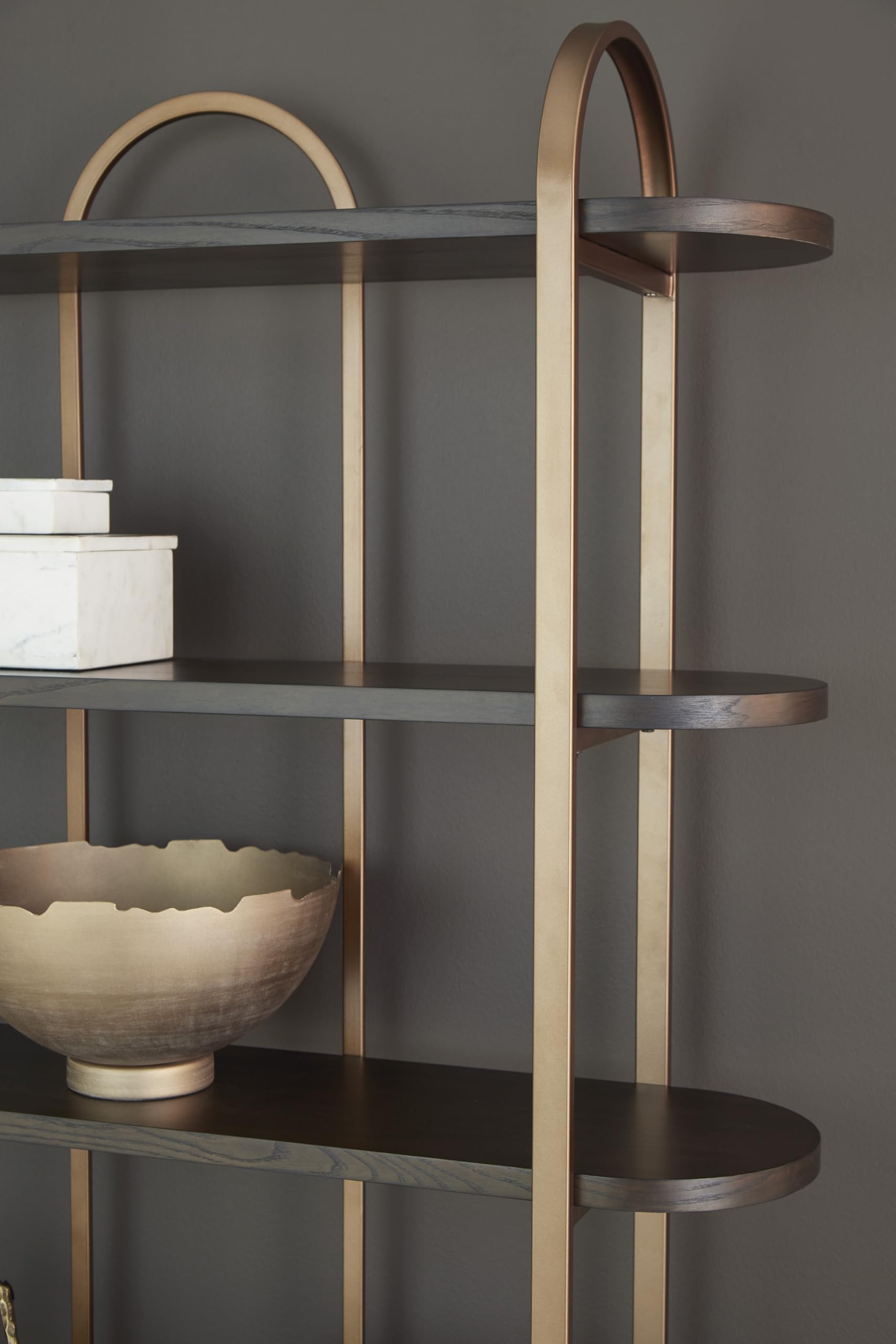 Signature Design by Ashley Brentmour 72" H Bookcase, Metallic & Dark Brown