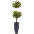 Nearly Natural 6ft. Olive Double Artificial Tree in Gray Cylinder Planter