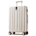 Hanke 29 Inch Luggage Suitcases with Spinner Wheels Lightweight PC Hardside Rolling Suitcase with Travel Lock, Checked-Large (Ivory White)