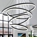 XGZL · LIGHTING 4-Rings Modern LED Chandelier Black Contemporary for Living Room, Dimmable Flush Mount High Ceiling Pendant Light with Remote Control for Staircase Dining Room(D31.5’’, 3000K-6500K)