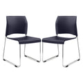 OEF Furnishings OEF8804-11-04/2 Commercial Stack Chair (Hard Plastic Seat and Back, Midnight Blue, Chrome Frame, 2-Pack)