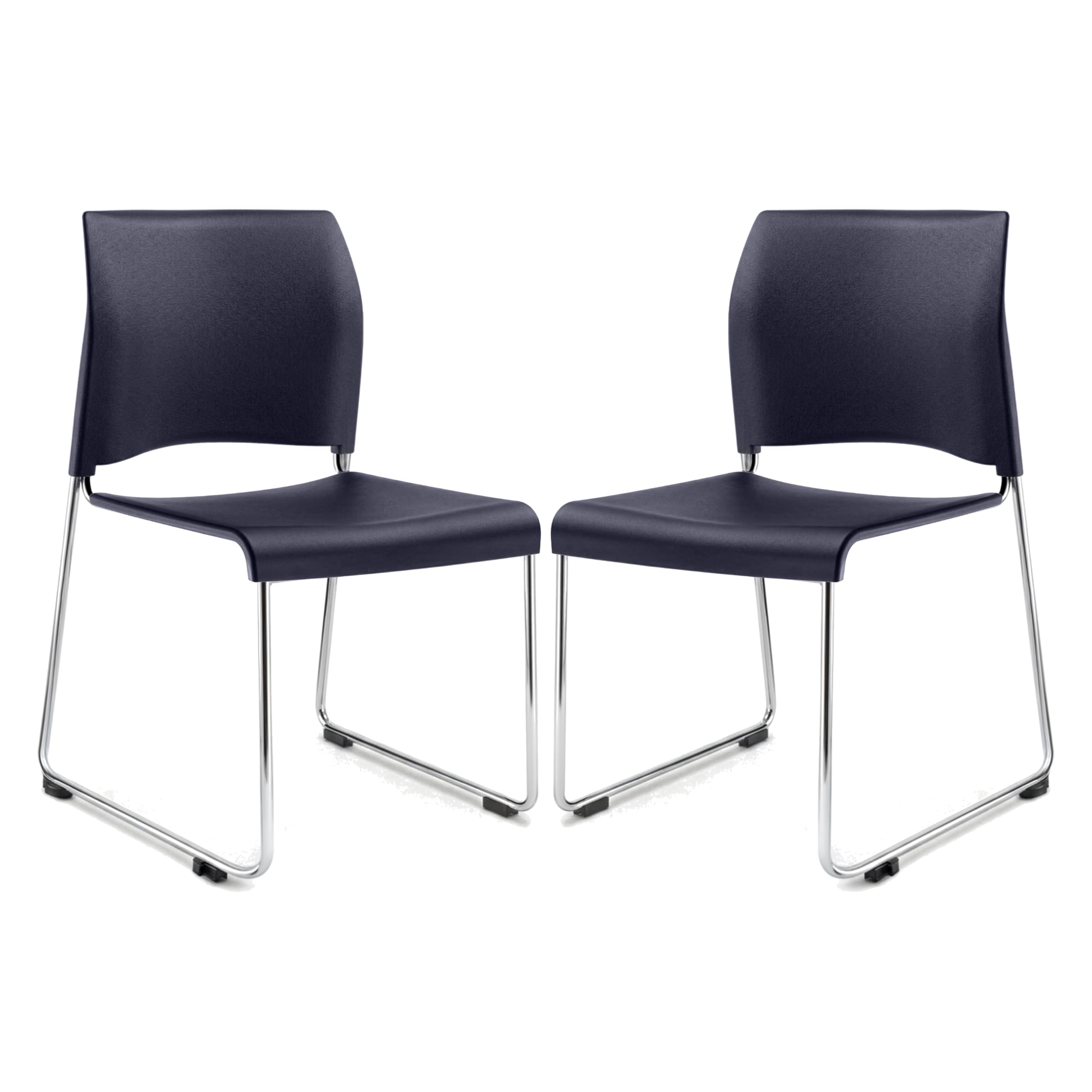 OEF Furnishings OEF8804-11-04/2 Commercial Stack Chair (Hard Plastic Seat and Back, Midnight Blue, Chrome Frame, 2-Pack)