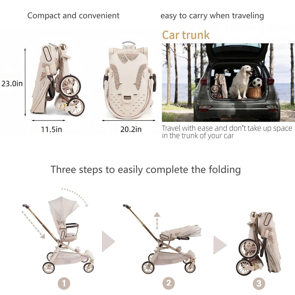 Lightweight Folding Stroller Wagon for Baby & Toddler Travel, 360° Reversible Seat, Adjustable Canopy with Storage Basket, Airplane-Friendly Compact Umbrella Stroller