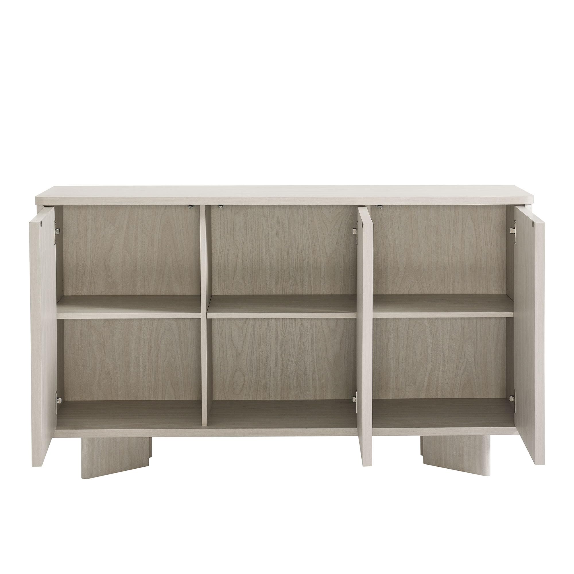 Modway Flux Arched Door Sideboard in White Wash - 55 Inch Freestanding 3-Door Buffet Credenza - Tall Media Console for Wall-Mounted TVs - Modern Accent Cabinet for Kitchen, Living Room, Hallway