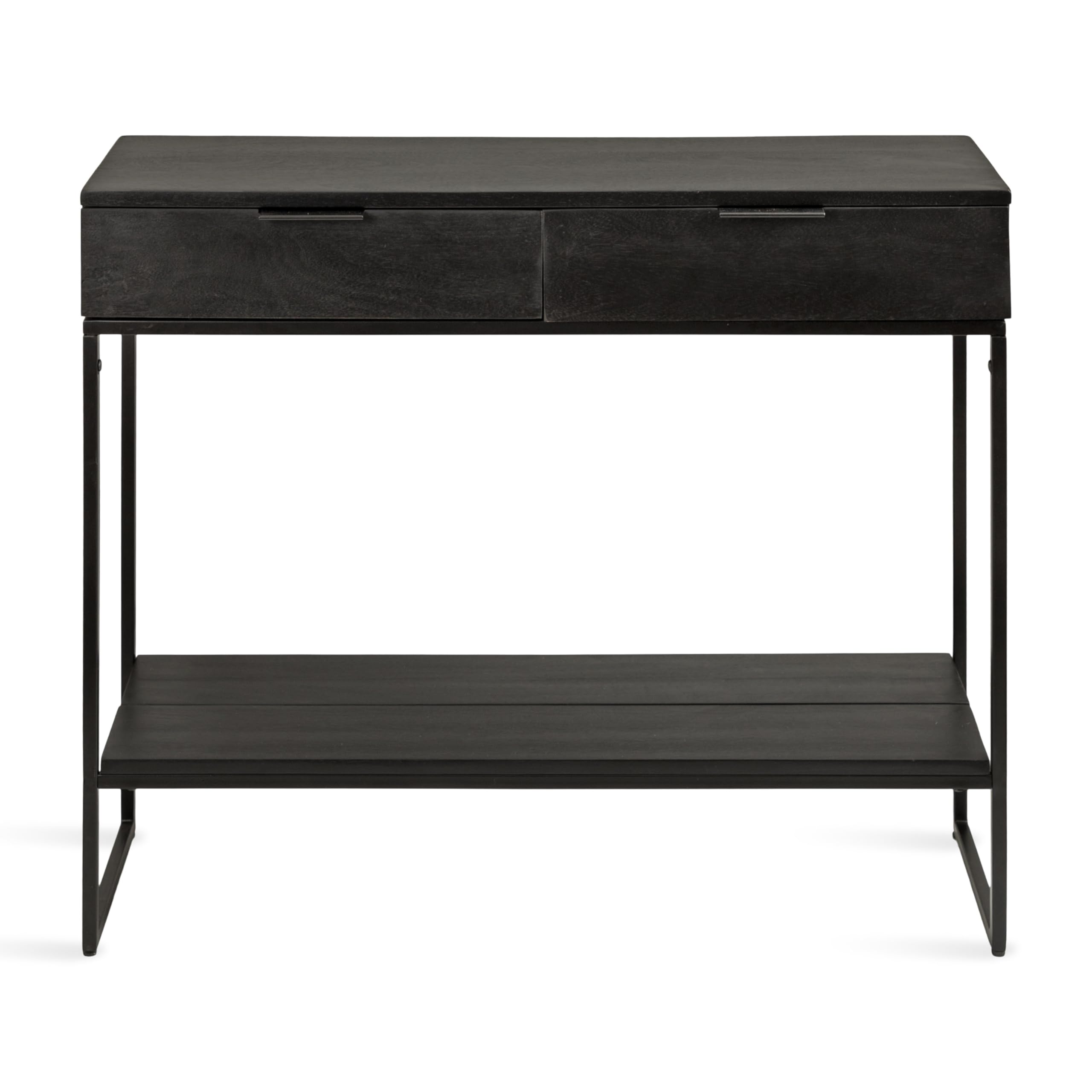 Kate and Laurel Malone Modern Wooden Console Table with Wood Shelf; 36 x 13 x 31; Black; Transitional Wood Entryway Table with Shelf and Drawers for Entry Storage Options