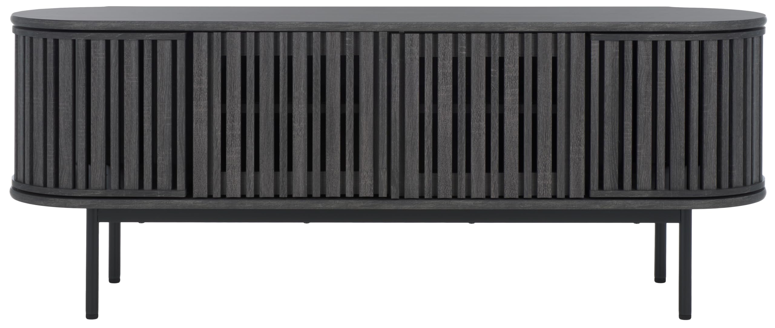 SAFAVIEH Enid TV Stand for up to 65" Flatscreen – Distressed Black, 4 Doors with Interior Storage, Cabinet Style Entertainment Media Console (MED9639E)