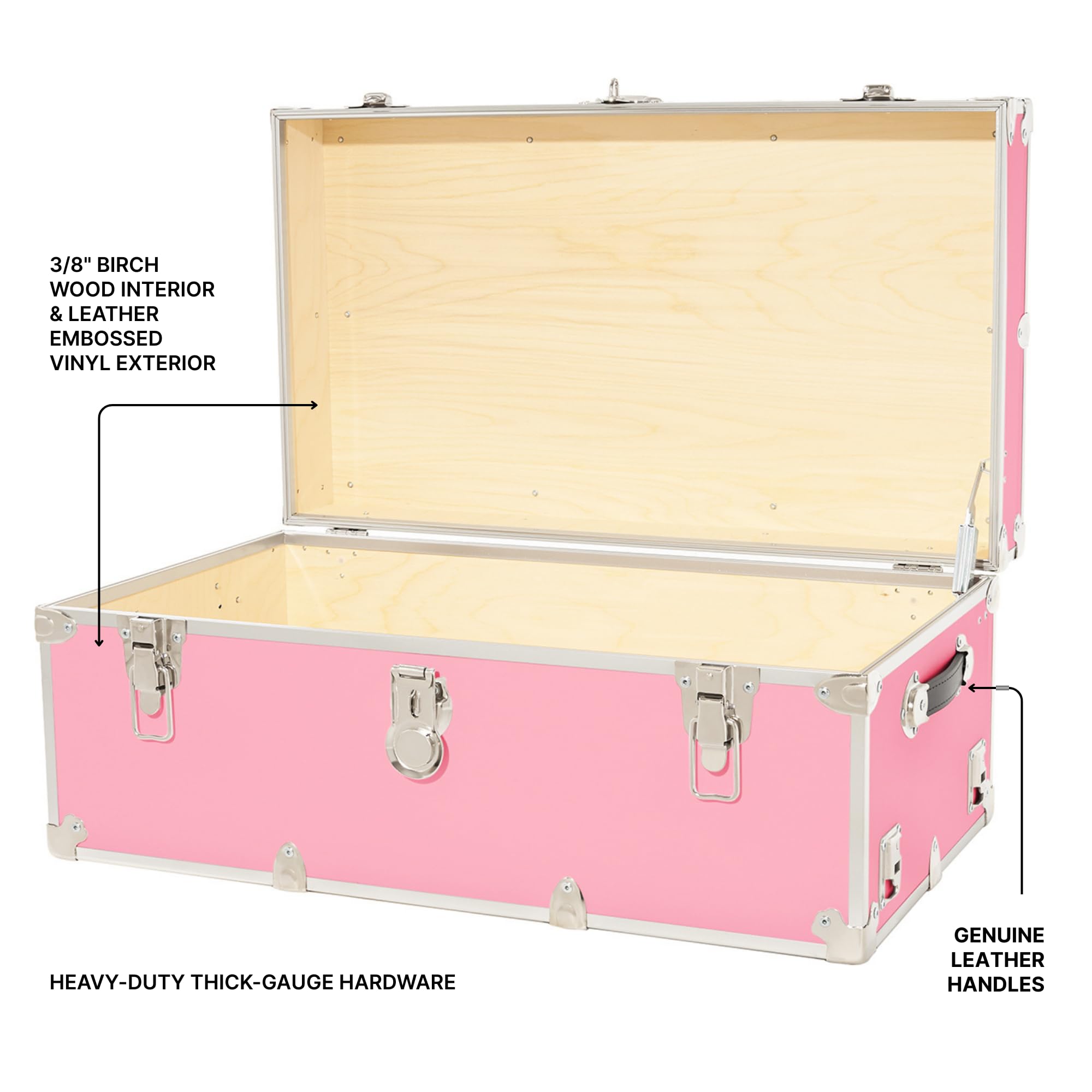 Rhino Trunk & Case Classic XL Trunk With Wheels 34"x20"x15", 1500+ lbs Capacity - Many Colors, Soft-Close Lid. Strong, USA Made Summer Camp Footlocker and Secure College Dorm Storage Chest