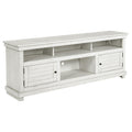 Coaster Home Furnishings - Payne - Wood - TV Stand with Two Door Cabinets, Open Shelves, Six Compartments and Farmhouse Style - Living Room - 70-Inch - Distressed White - 710053