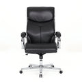 COLAMY High Back Executive Office Chair, PU Leather Computer Desk Chair with Extra Thick Padded Seat Cushion, Quiet Rubber Rolling Casters and Adjustable Tilt Tension for Home Workspace,Black
