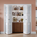 EaseLife Preassembled Bi-Fold Doors, for 72"x 80" Opening,Tempered Frosted Glass Closet Folding Barn Door with Concealed Hardware Kit,MDF Wood Panel,Water-Proof PVC Surface,Easy Installation