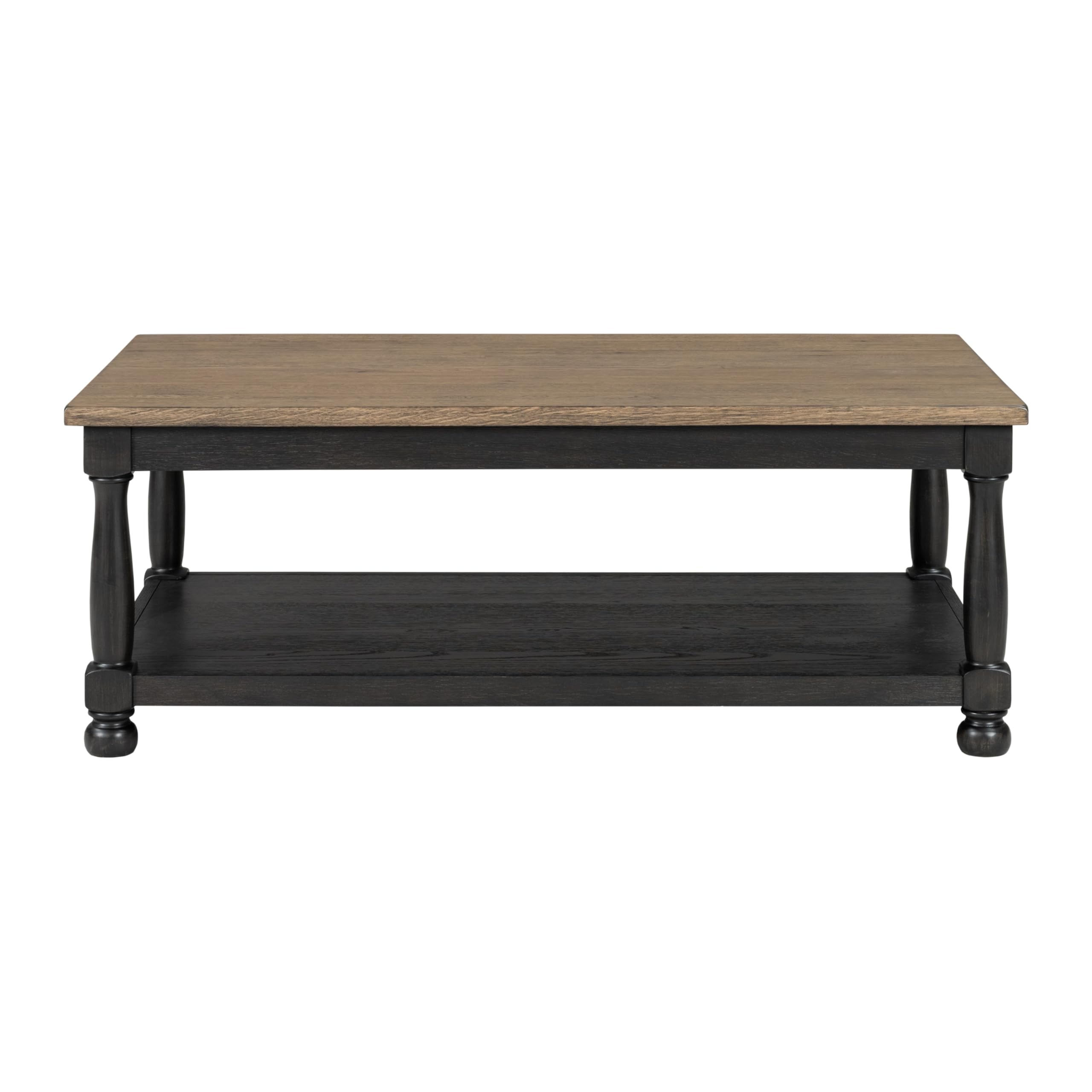 Furniture of America Narella Solid Wood 48-inch Rectangular Coffee Table with Two-Toned Design and Farmhouse Legs for Living Room, Weathered Black