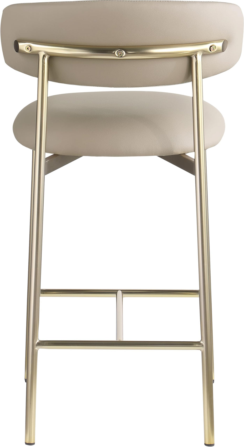Meridian Furniture 995Taupe-C Lupita Collection Modern | Contemporary Counter Stool with Soft Taupe Vegan Leather, Brushed Gold Metal Frame, 20.5" W x 19" D x 36" H, Taupe, Set of 2