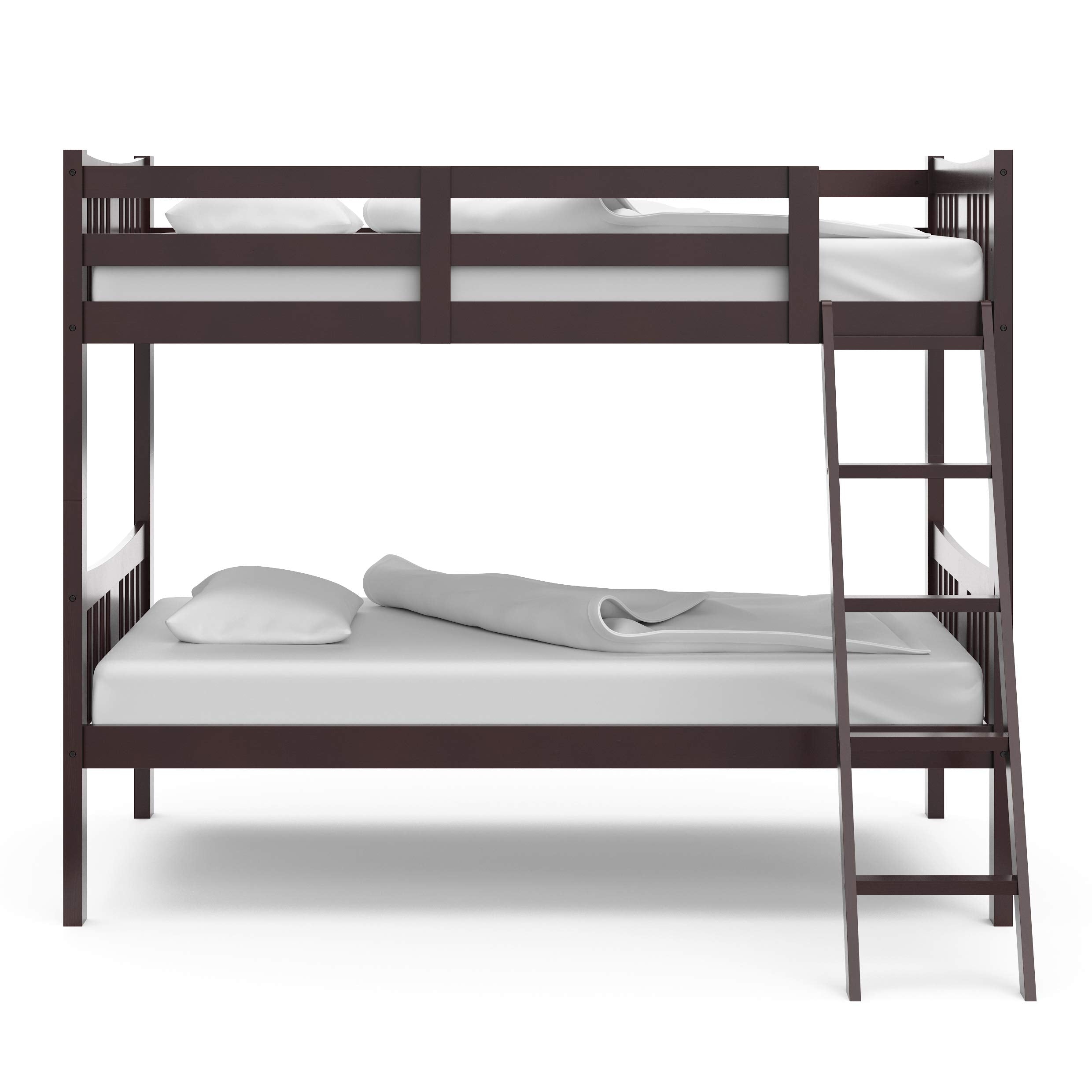 Storkcraft Caribou Bunk Bed Twin Over Twin Bunk Bed (Espresso) - GREENGUARD Gold Certified, Twin Bunk Beds for Kids, Converts to 2 Individual Twin Beds, Bunk Beds for Kids