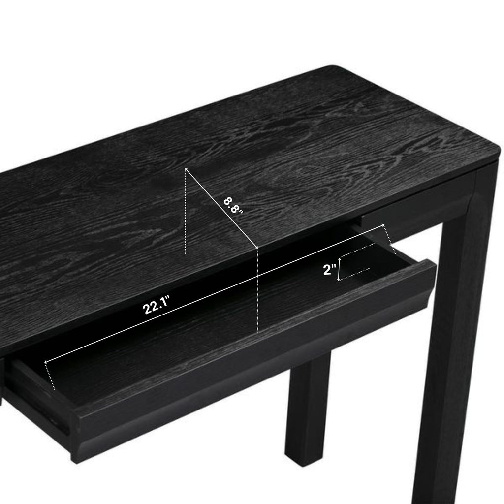 NTC Flow 47-Inch Console Table, Modern Solid Wood Entryway Table with Hidden Drawer, Waterproof & Heat Resistant, Narrow Table for Hallway, Living Room & Foyer, Burnt Black