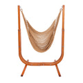 SANIWERKE® Hammock Chair with Stand, Caribbean Hammock Chair and Laminated Wooden Stand Combo, Sturdy Design, 400LBS Capacity, 70x50Inches, Jumbo Haven Lounger for Patio & Porch (Soft Tan)