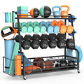 Upgraded XXL Dumbbell Rack Weight Stand - Bonvork Adjustable Weight Rack for Dumbbells, Home Gym Storage Rack With 3MM Thickened Angle Iron for Balls,Yoga Mat, Workout Equipment Organizer With Wheels
