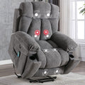 CANMOV Large Power Lift Recliner Chairs with Massage and Heat for Elderly Big People, Heavy Duty Motion Reclining Mechanism-Anti Skid Fabric Recliner Chair with 2 Concealed Cup Holders,Dark Gray