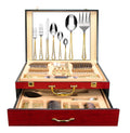 Venezia Collection 75-Pc Luxury Flatware Set for 12 w/Storage Case 24K Gold Premium Dining Cutlery Service - 18/10 Surgical Stainless Steel Silverware Hostess Serving Set in a Chest