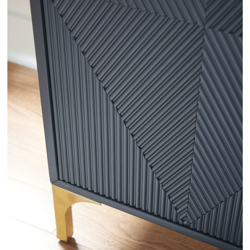 Signature Design by Ashley Loirwick Contemporary Accent Cabinet with Shelf and Geometric Pattern, Blue