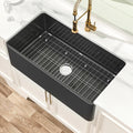Miuara Black Farmhouse Sink 33 Inch - Large Apron Front Kitchen Sink Single Bowl 33"x18", Undermount Farm House Style, Heavy Duty Solid Fireclay, Matte Black, for Kitchen