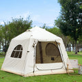 KNUO Inflatable Tent for Winter Camping 7.8x7.8ft Blow Up Air Tents, No Assembly Needed Luxury Glamping Tent for 1/2/3 People, Waterproof Oxford, Beige