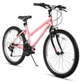 HILAND Bamcbase Womens Mountain Bike, 24 Inch 18 Speeds Hybrid Commuter Bicycle for Adults, Sport Hardtail Trail MTB Pink