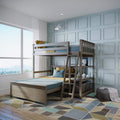 Max & Lily L Shape Twin over Full Bunk Bed with Bookcase, Clay