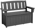 SERWALL HDPE Outdoor Storage Bench, All-Weather, UV-Resistant Deck Box with Waterproof Storage Bags, 57 Gallon Dual-Use Seat & Organizer Deck Boxes for Patio, Garden Tools & Pool (Gray)
