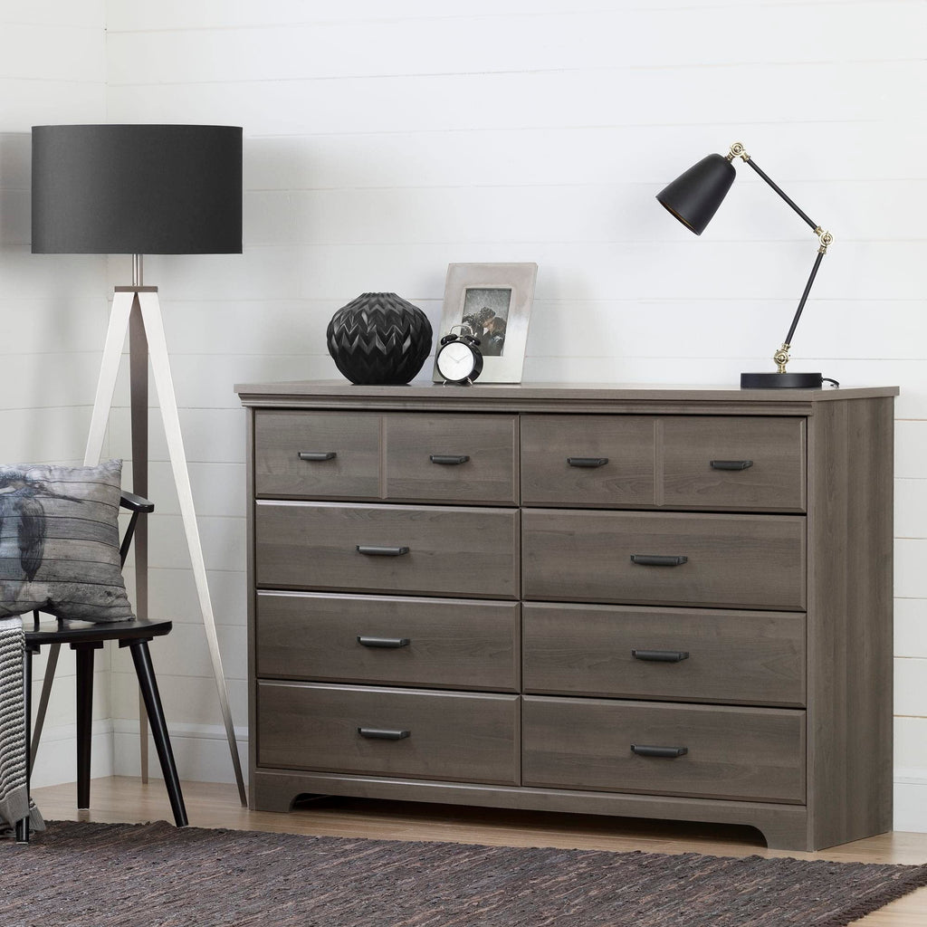 South Shore Versa 8-Drawer Double Dresser Gray Maple, Traditional