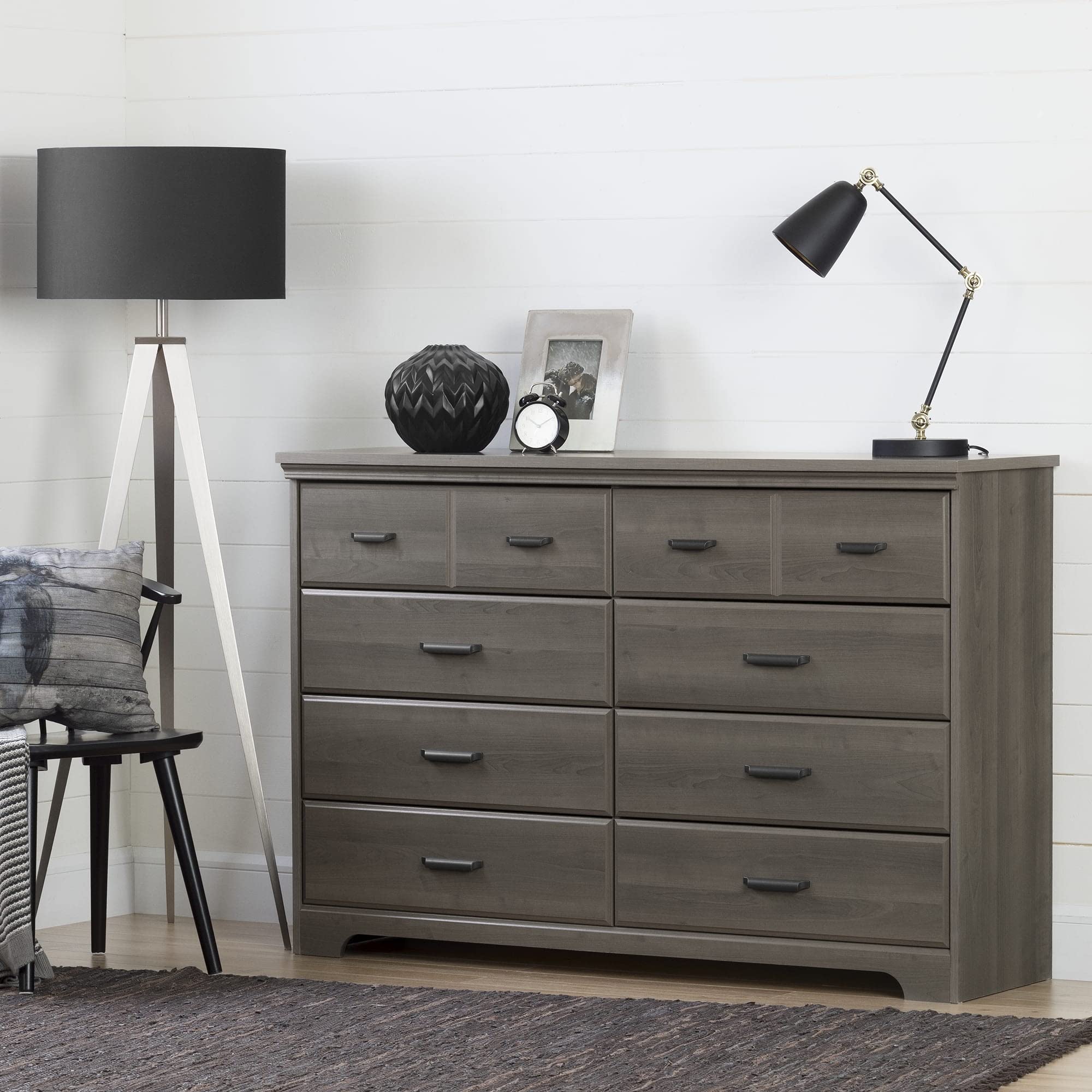 South Shore Versa 8-Drawer Double Dresser Gray Maple, Traditional