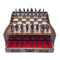 Luxury Handmade Wooden Chess Set with Metal Pieces – Large Walnut & Rosewood Chess Board with Storage Drawers – British Style Chess Pieces for Father’s Day, Birthday, or Christmas