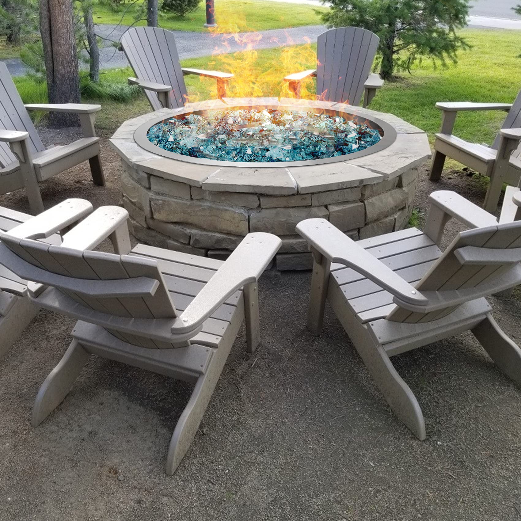 Stanbroil 31-Inch Round Fire Pit Burner Pan, Drop-in Fire Pit Insert for Natural & Propane Gas Firepit Table, Stainless Steel, BTU 296,000 Max