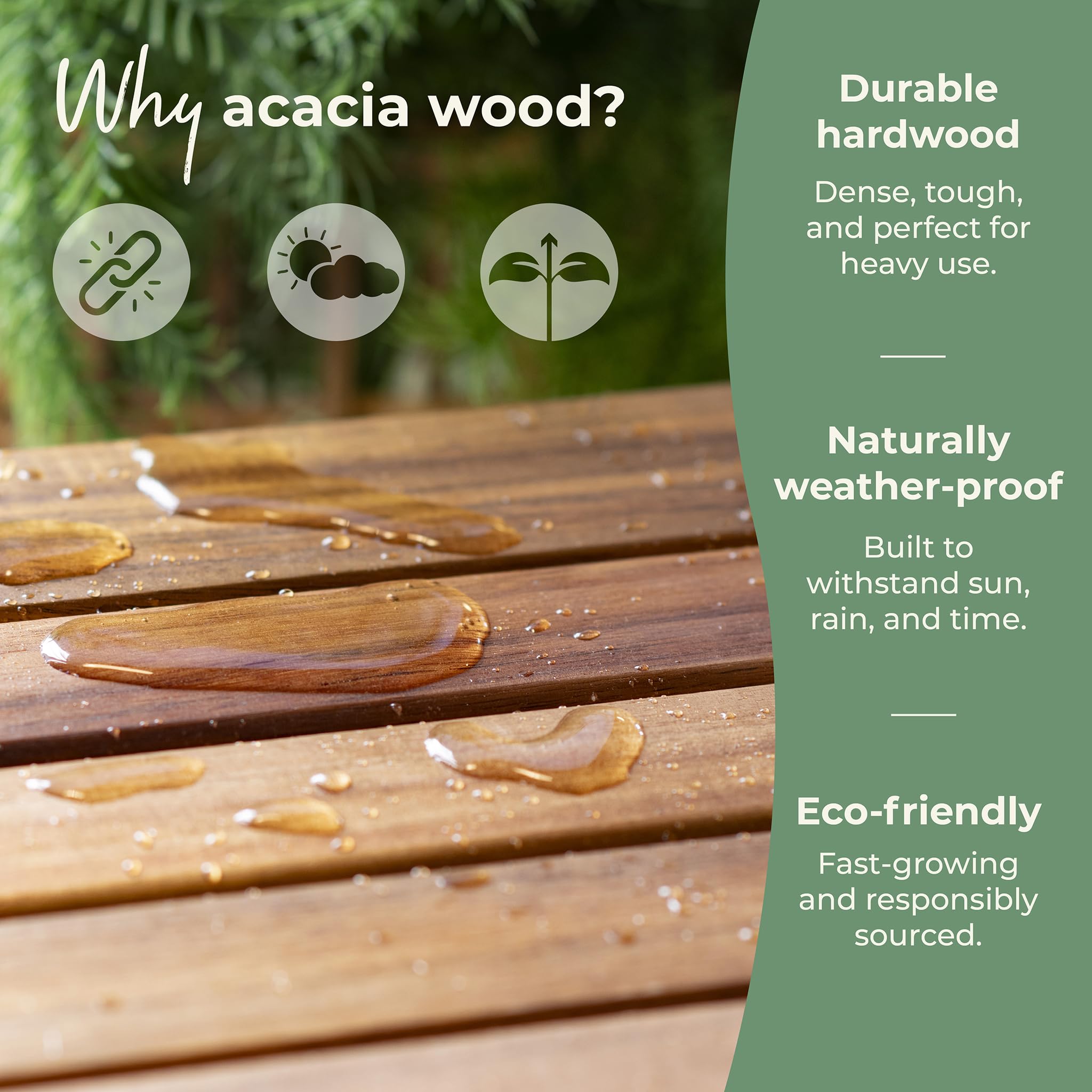 Guidecraft Acadia Outdoor Art Table and Stool Set: Kids Acacia Wood Arts and Crafts Table w/ 2 Chairs, Mobile Storage Paper Roll, and Paint Cups for Drawing, Painting and Toddler Picnic Activities