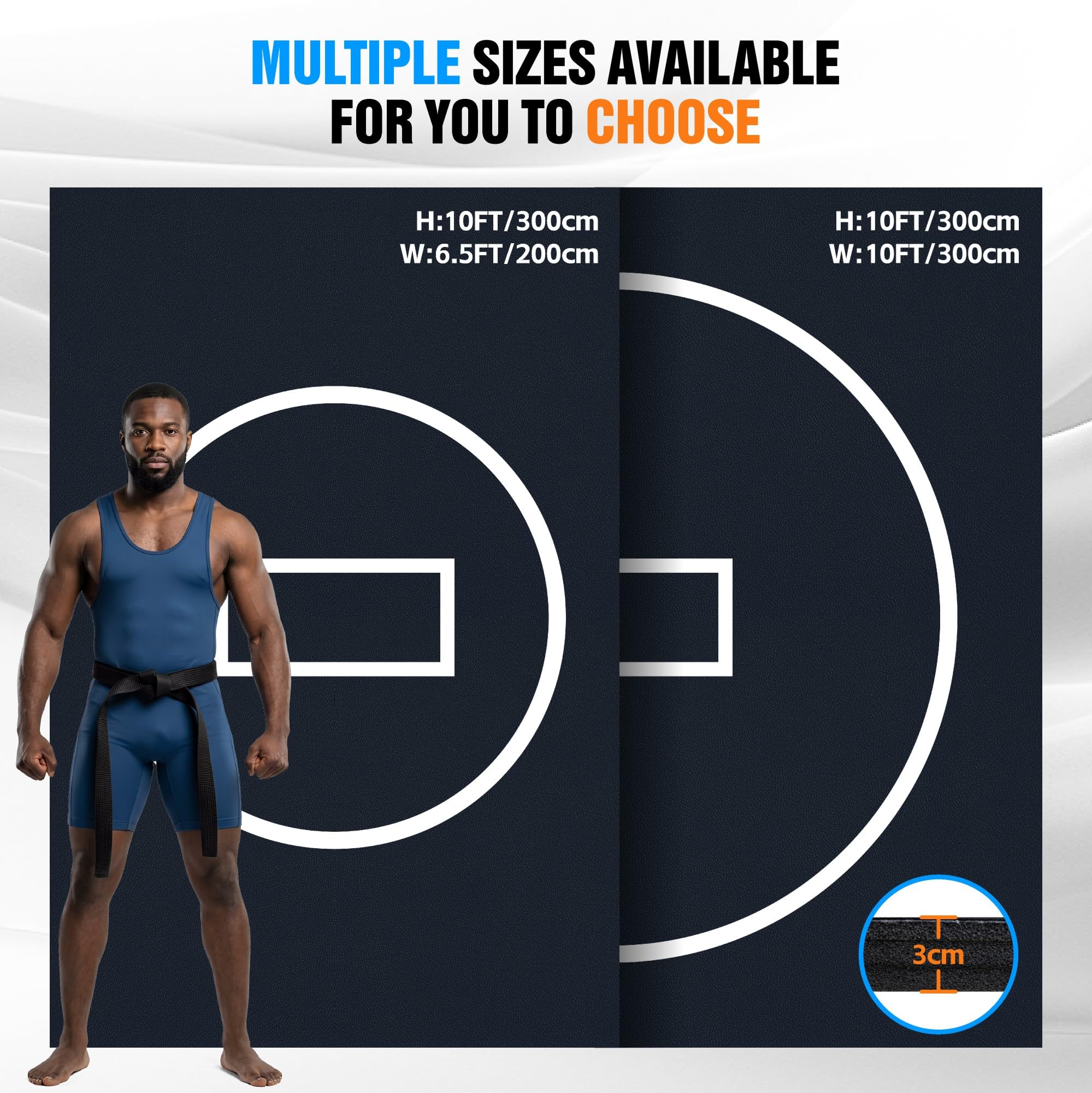 Wrestling Mat for Home Gym, BJJ Jiu Jitsu Wrestling Mats with Thick Foam Padding, Roll Out Martial Arts Training Mat for MMA, Judo, Grappling & Boxing Practice, 10' x 10' / 10' x 6.5' (10ft * 6.5ft * 1.2in)