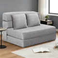 ANONER 60" Folding Sleeper Chair Sofa Bed Lazy Couch with 2 Pillows, Queen Size Memory Foam Washable Cover, Light Gray